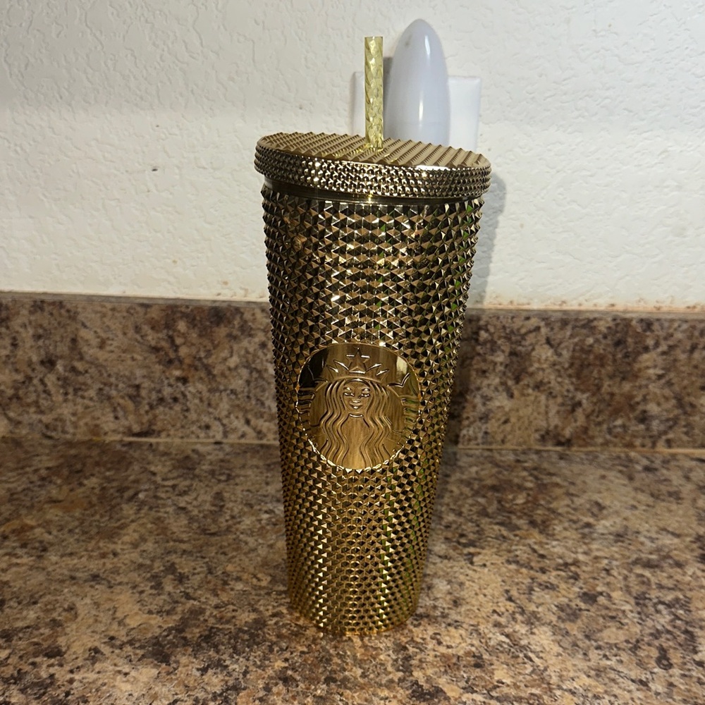 Starbucks Metallic Gold 24 oz Tumbler with Straw